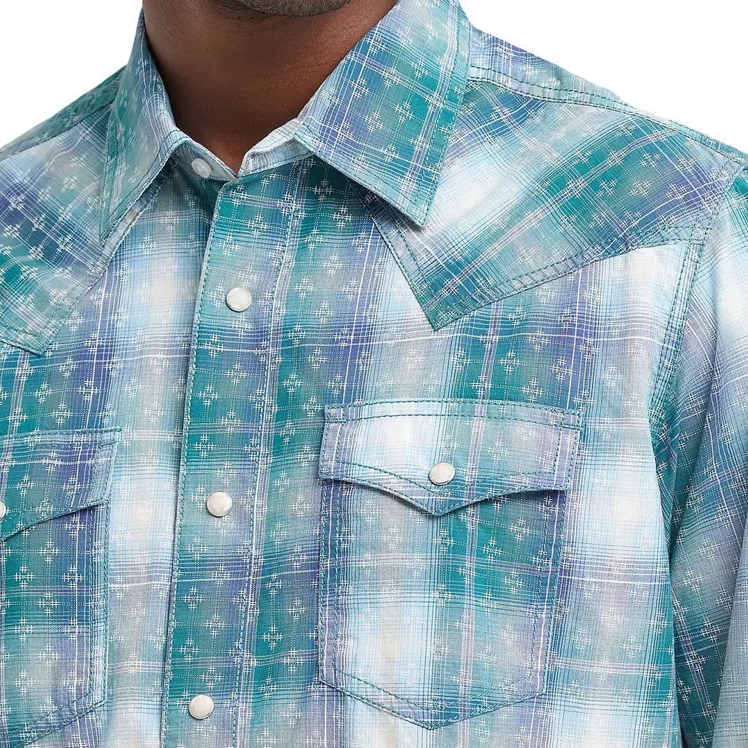 Wrangler Men's Retro Plaid Long Sleeve Snap Shirt - Image 3