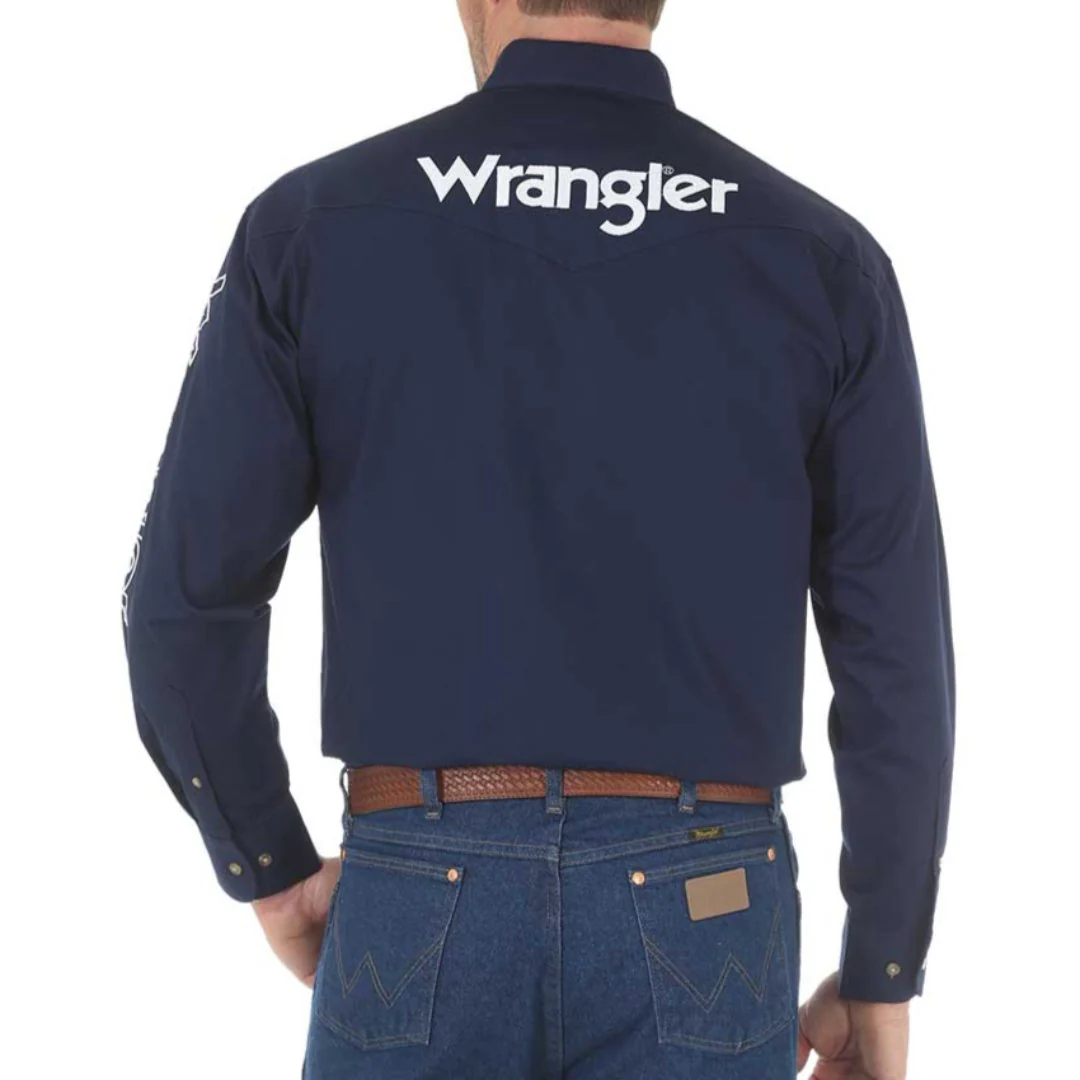 Wrangler Men's Logo Embroidered Long Sleeve Snap Shirt - Image 2