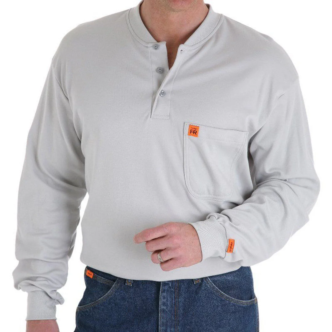 Wrangler Men's RIGGS Workwear Flame Resistant Henley Long Sleeve T-Shirt