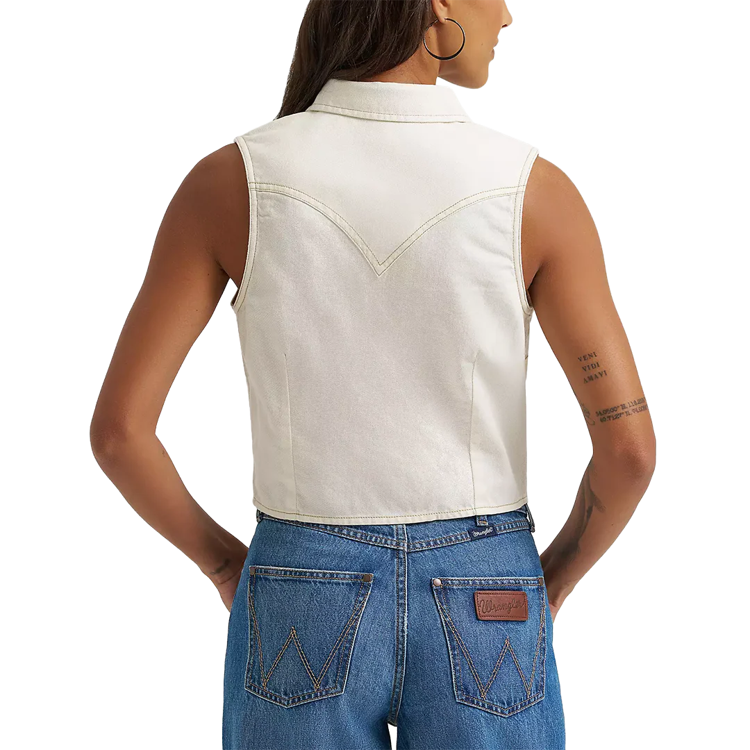 Wrangler Women's Denim Sleeveless Snap Shirt - Image 2