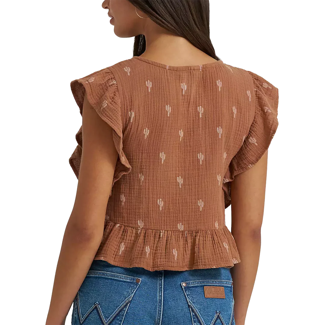Wrangler Women's Gauzy Flutter Sleeve Blouse - Image 2